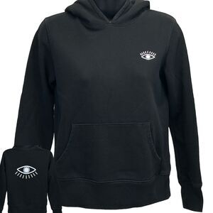 Madewell Embroidered Eye Hoodie Black Hooded Sweatshirt Long Sleeve Womens XXS